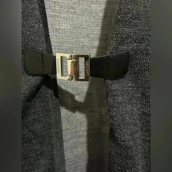 Calvin Klein Wool Blend Gray Buckled Cardigan size Large - Picture 4 of 4
